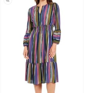 NEW London Times Multi Color Stripe Midi Dress SIZE: XL